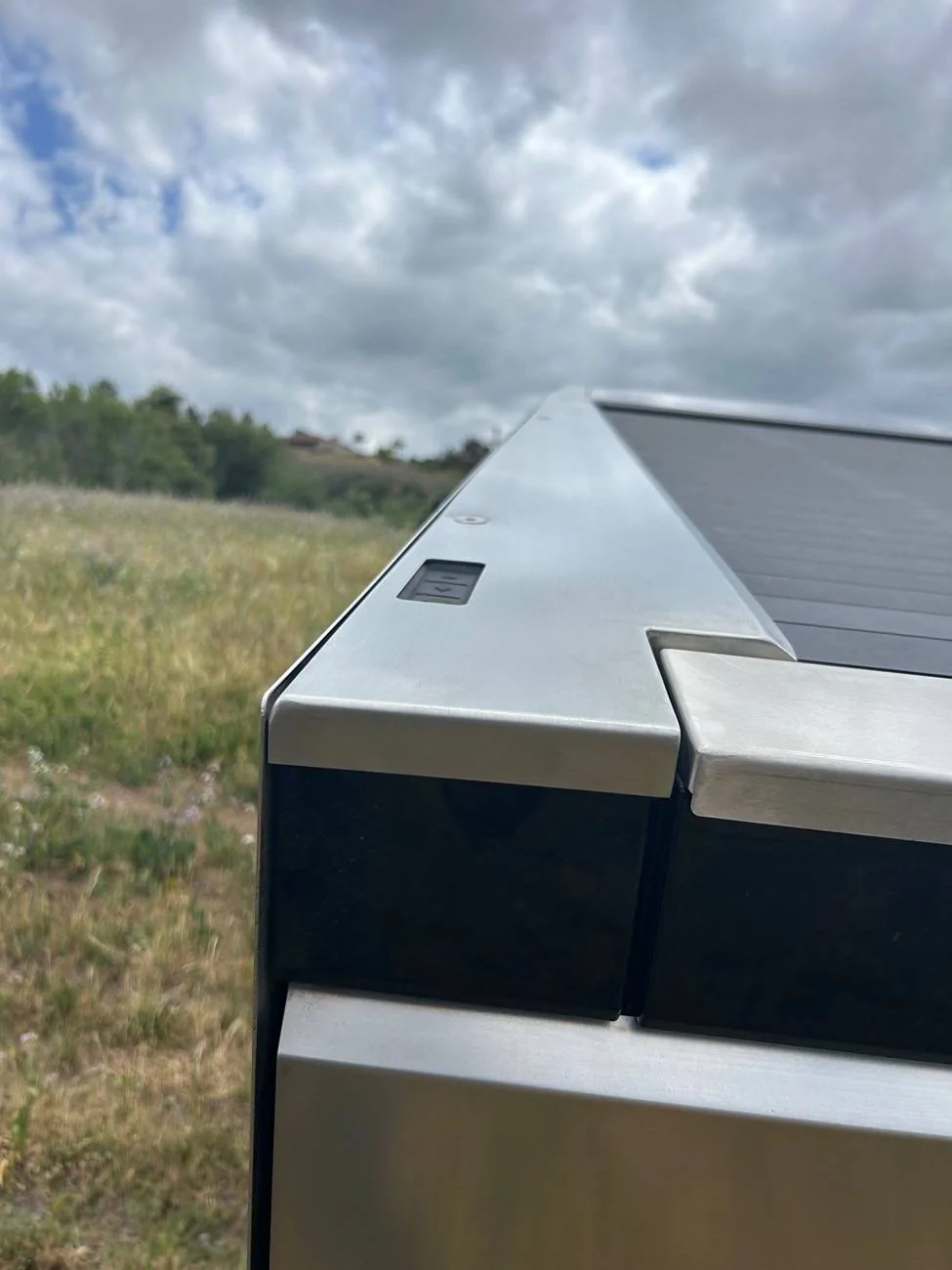 Tesla Cybertruck Stainless tailgate cap and sail panels IMG_6268