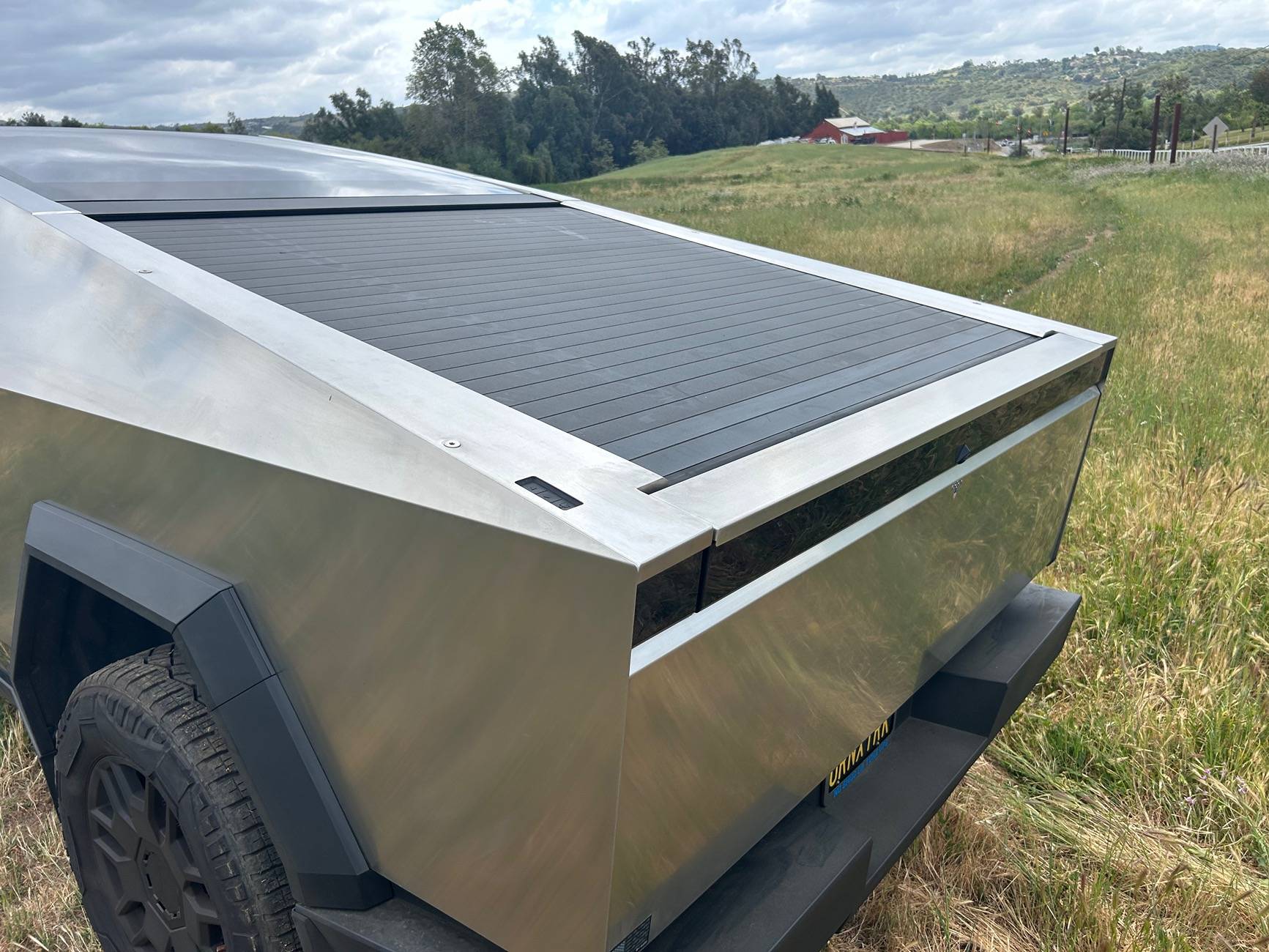 Tesla Cybertruck Stainless tailgate cap and sail panels IMG_6266