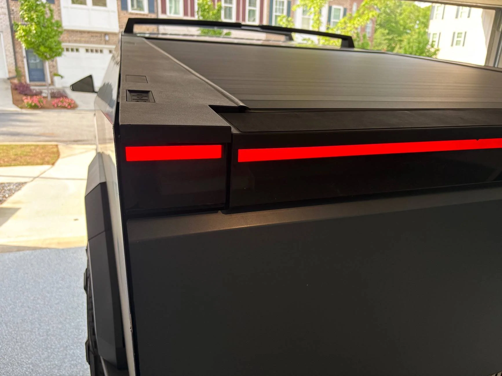 Tesla Cybertruck Tailgate Damage - out of alignment after backing into garage with tailgate down IMG_4292
