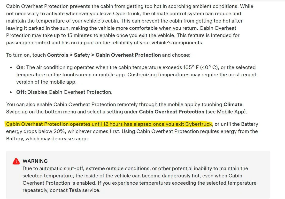 Tesla Cybertruck Cabin Overheat Protection issues? 1745636560427-45