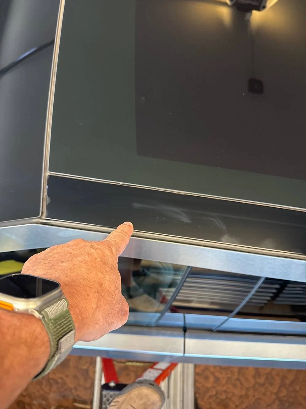 Tesla Cybertruck Missing Roof applique for securing accessaries. IMG_1BDE45FC-89C8-41F4-AECB-9F161D9F473C