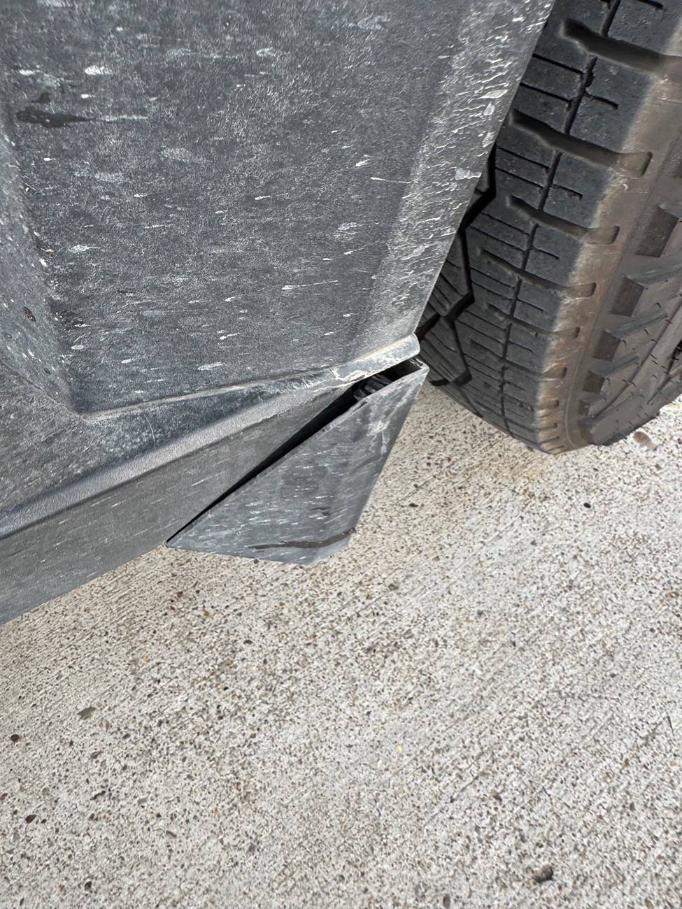 Tesla Cybertruck Small road debris keeps breaking mudflap. Aftermarket mud flap options? IMG_5349