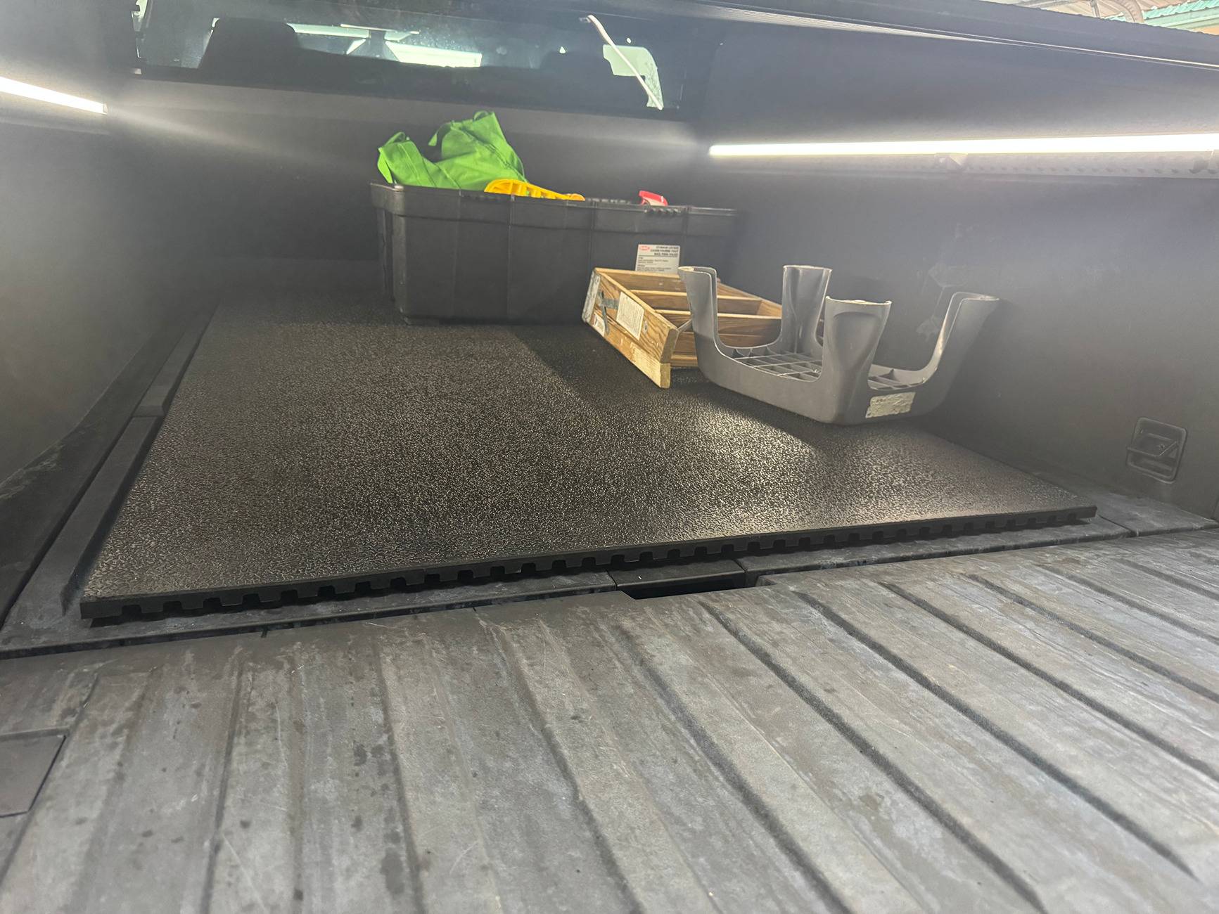 Tesla Cybertruck Preventing dust storm in my truck bed. My DIY solution. What's Yours? IMG_0208