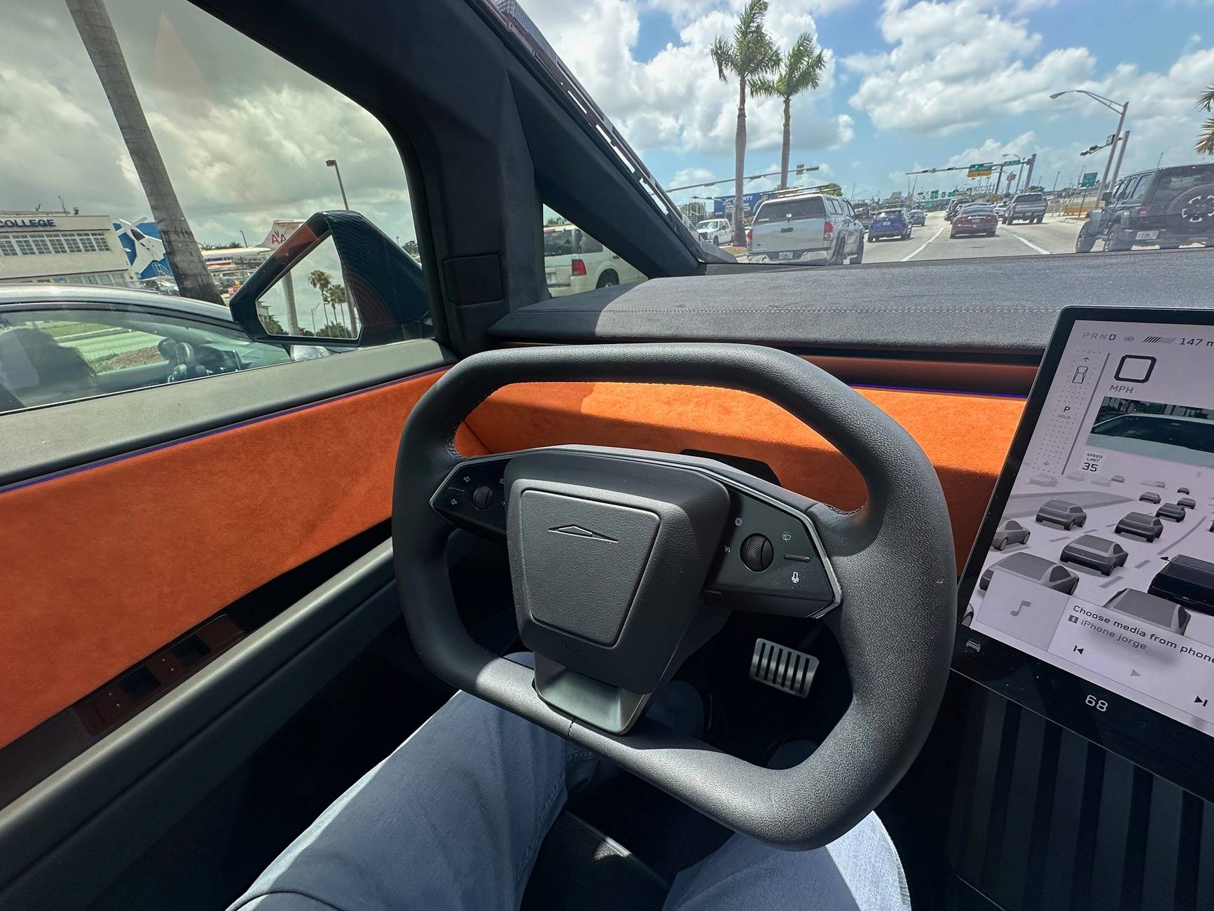 Tesla Cybertruck White trim replaced for alcantara cyber5