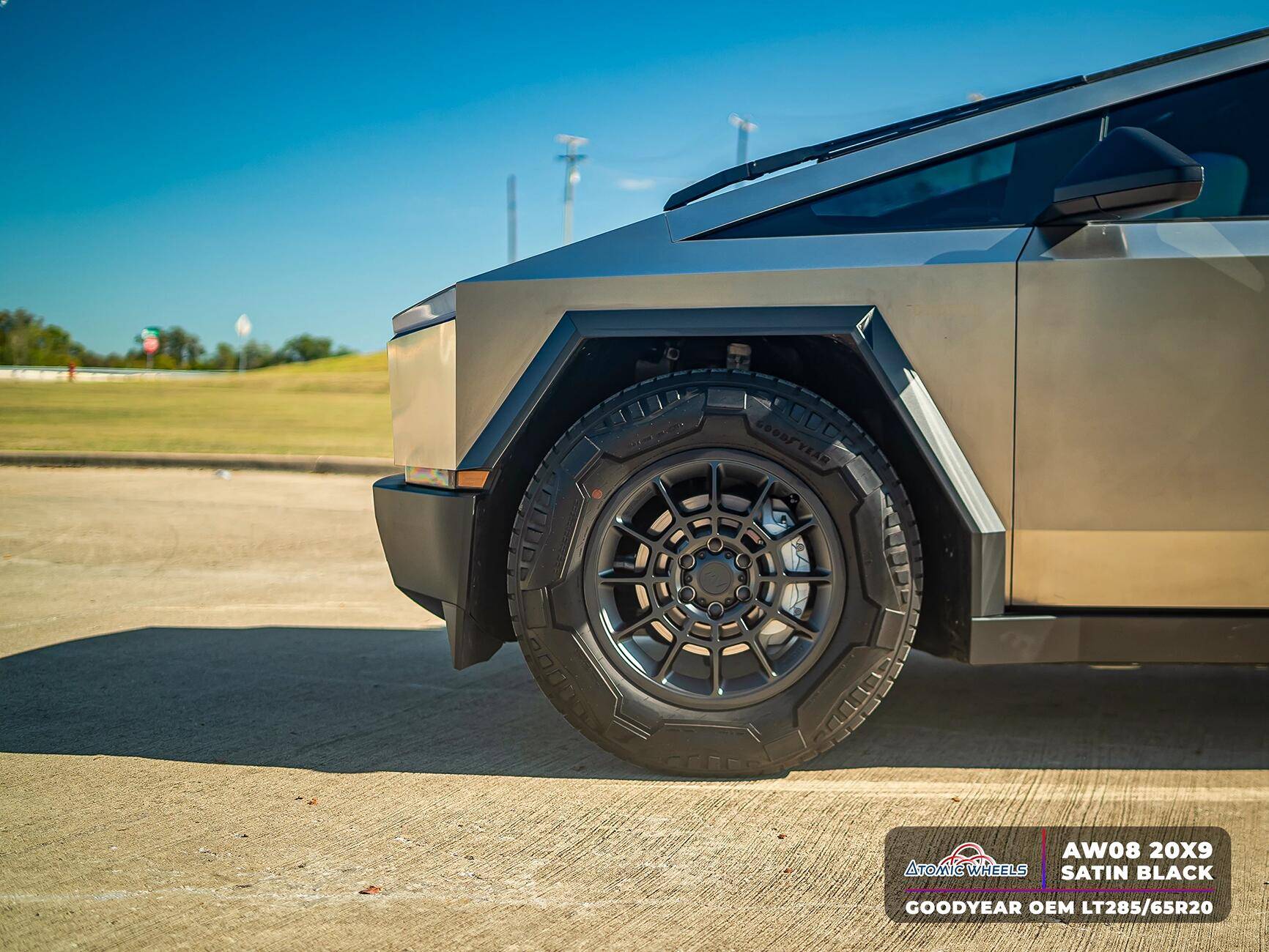 Tesla Cybertruck Fully Forged Atomic Wheels for Tesla Cybetruck AW08_20_SatinBlack_Cyber_stamp_4