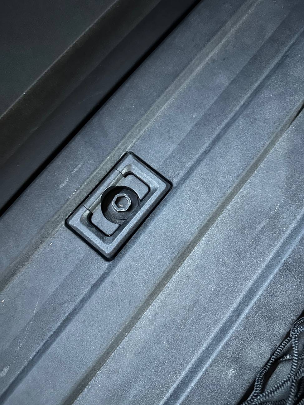 Tesla Cybertruck Bed Floor D-Ring Stuck! Anyone else? IMG_7559