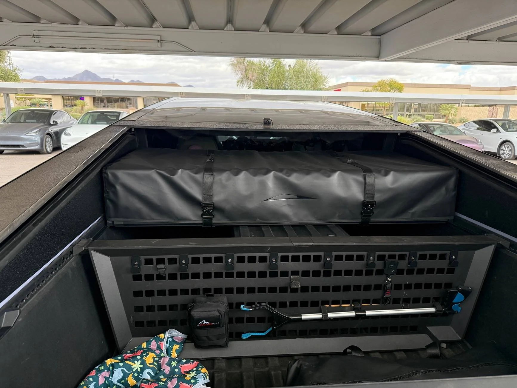 Tesla Cybertruck Cybertent friendly vault mods, habits and hacks. IMG_1730