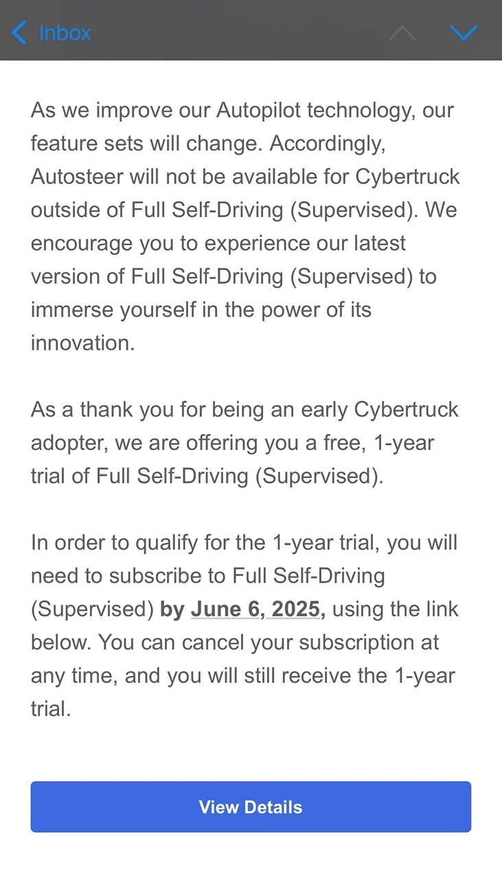 Tesla Cybertruck 1-Year Free FSD Trial !! -- did you receive the offer? IMG_9067