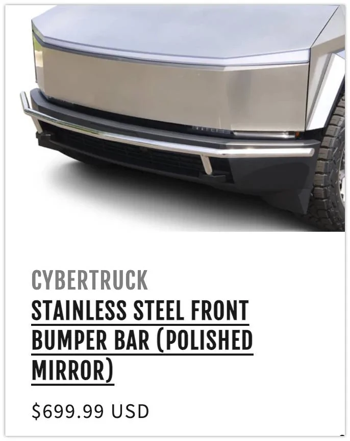 Tesla Cybertruck List of Used cybertruck parts Stainless Steel Front Bumper Bar (Stealth Black) – RealWheels EV 2025-05-07 08-19-44