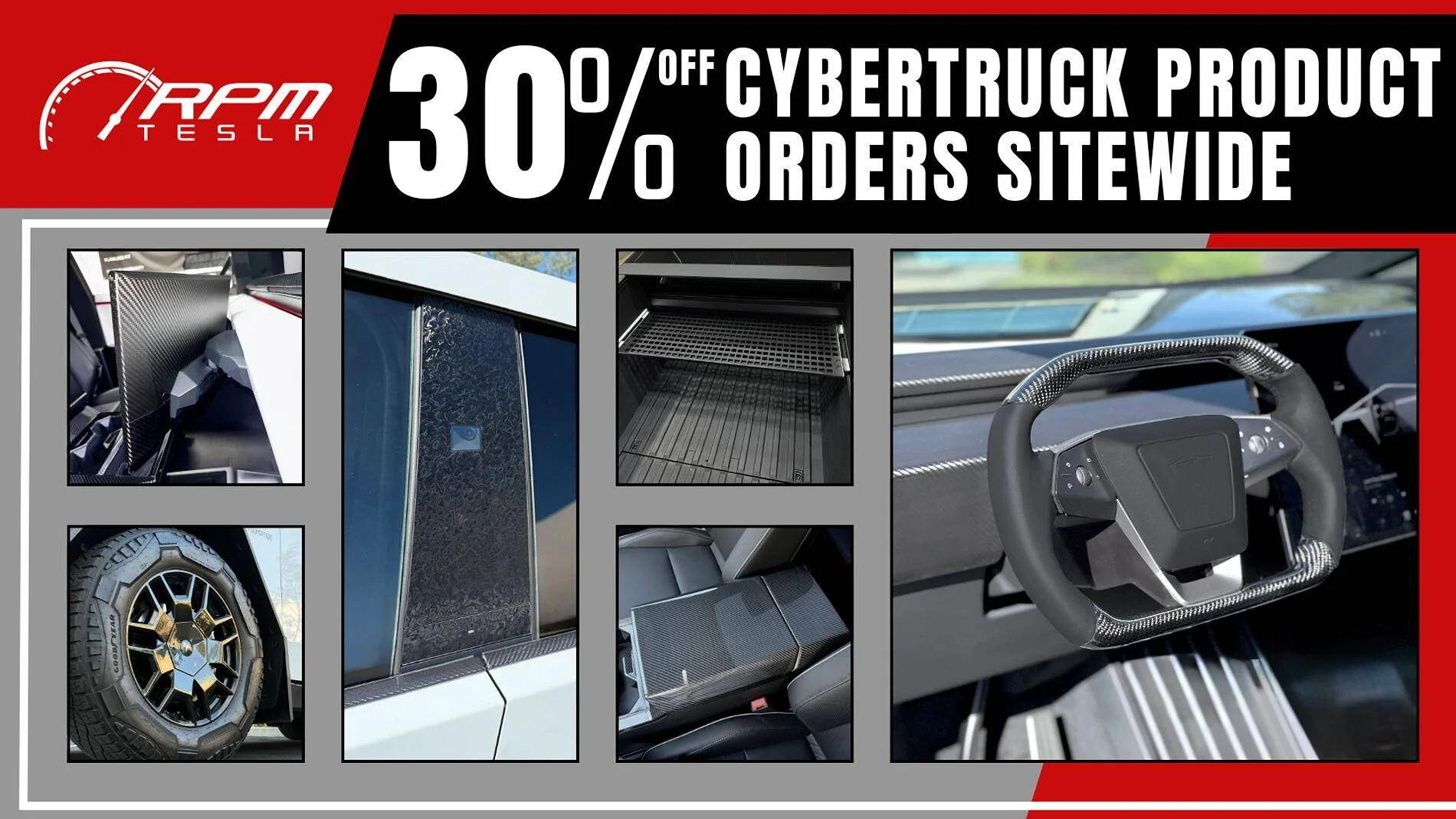 Tesla Cybertruck ⚡ Cybertruck Accessories 30% OFF! RPM TESLA SALE! 🌷 Cybertruck Club Banners