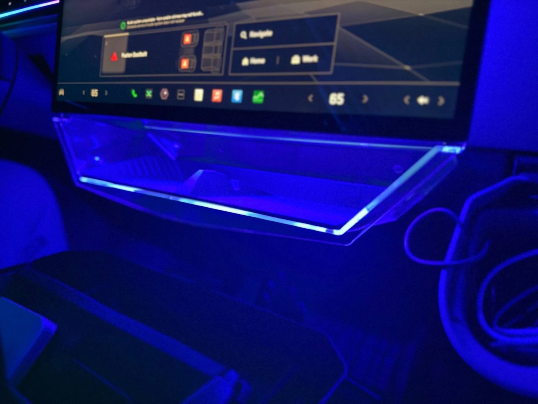 Tesla Cybertruck Clear storage tray lighting mod (under screen). Cheap, easy and fun. IMG_2902