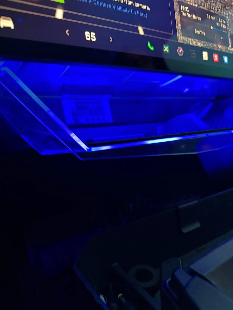 Tesla Cybertruck Clear storage tray lighting mod (under screen). Cheap, easy and fun. IMG_2894