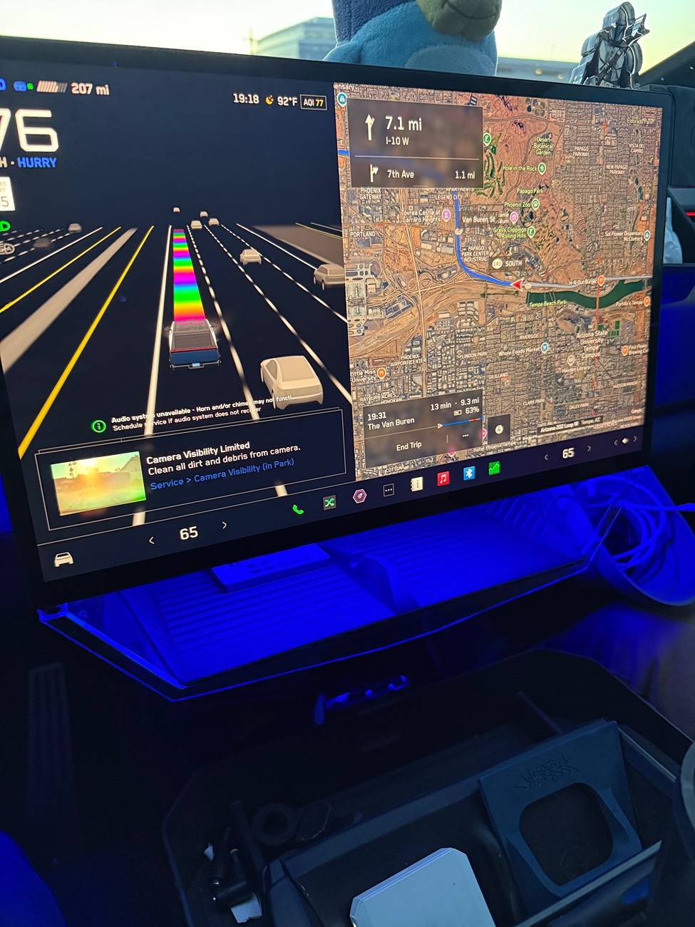 Tesla Cybertruck Clear storage tray lighting mod (under screen). Cheap, easy and fun. IMG_2893
