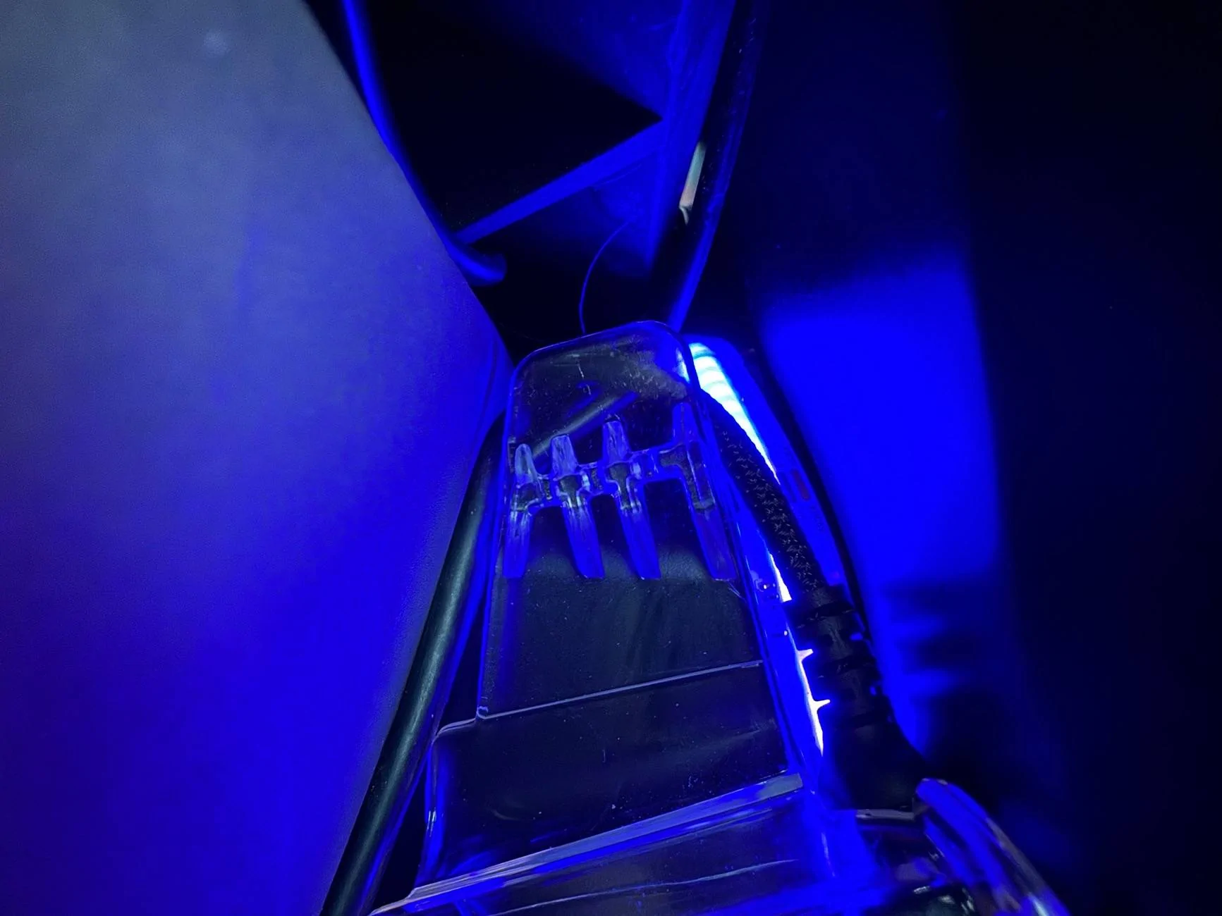 Tesla Cybertruck Clear storage tray lighting mod (under screen). Cheap, easy and fun. IMG_2943