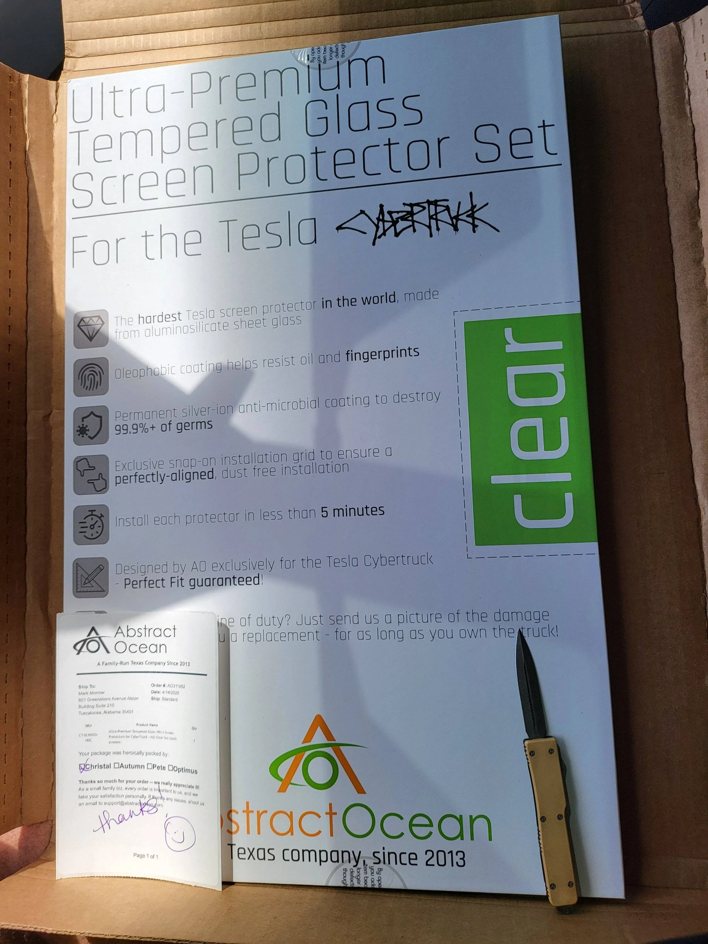 Tesla Cybertruck Abstract Ocean Ultra Premium Tempered Glass Screen Protector Installed! 20250427_130700