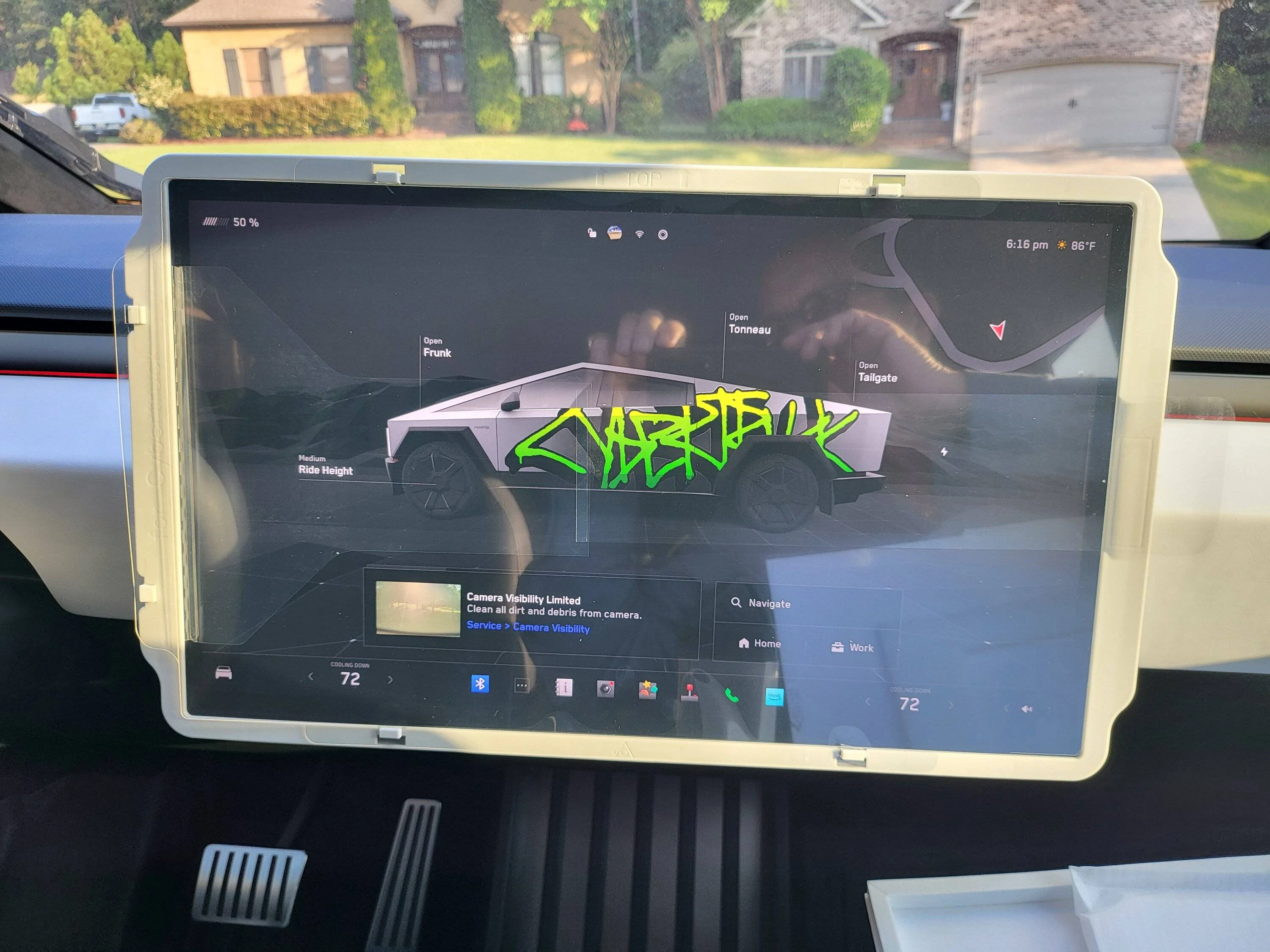 Tesla Cybertruck Abstract Ocean Ultra Premium Tempered Glass Screen Protector Installed! 20250428_181601