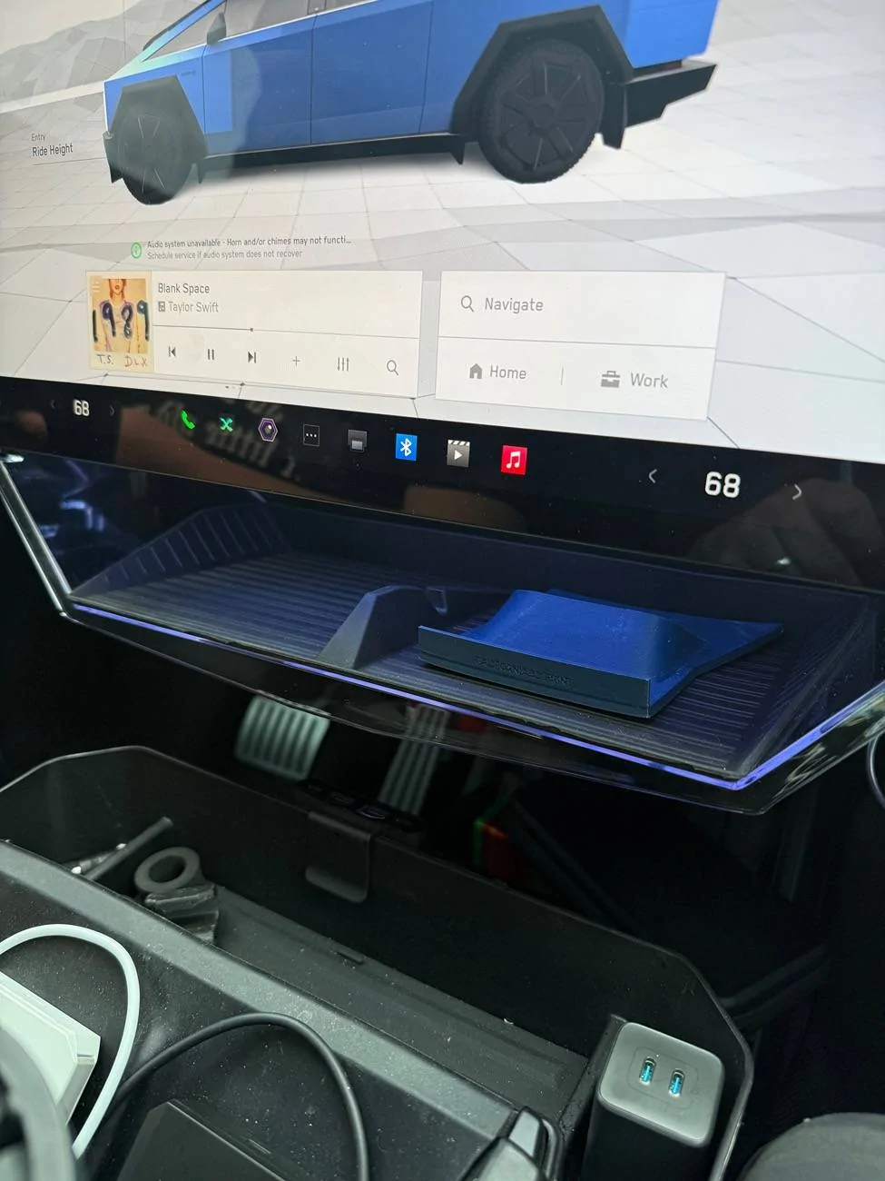 Tesla Cybertruck Clear storage tray lighting mod (under screen). Cheap, easy and fun. IMG_2968