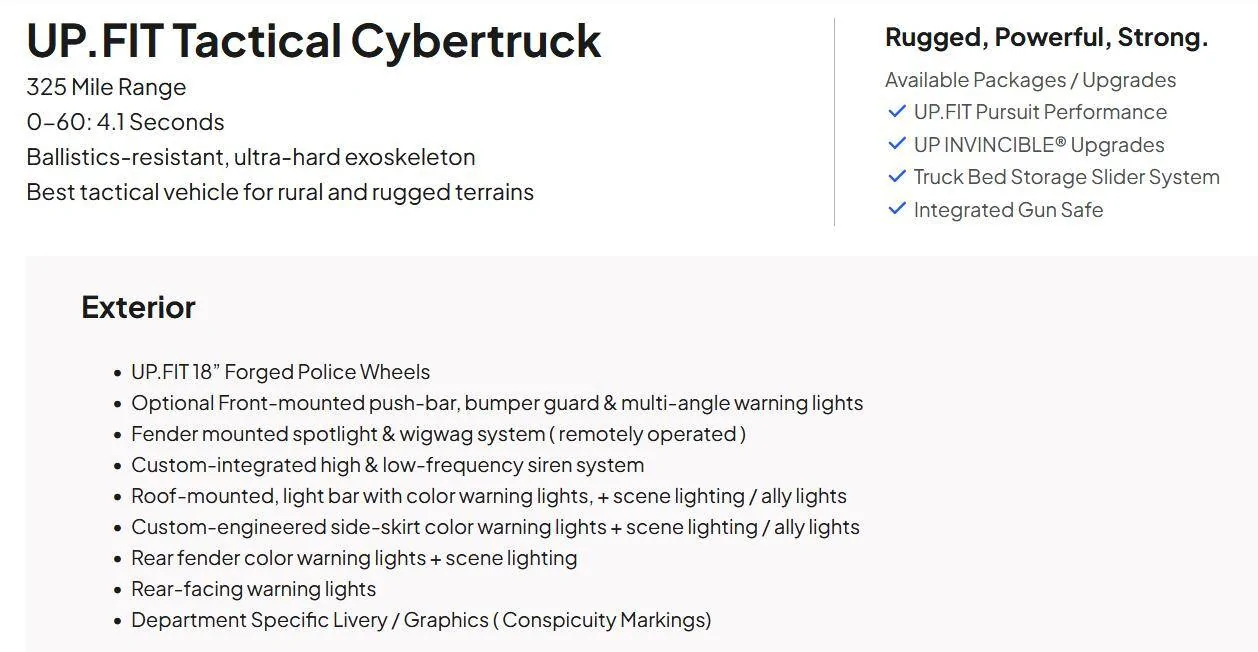 Tesla Cybertruck Qatar government orders fleet of Cybertruck Police Vehicles (outfitted by UP.FIT) 1747170463768-p7