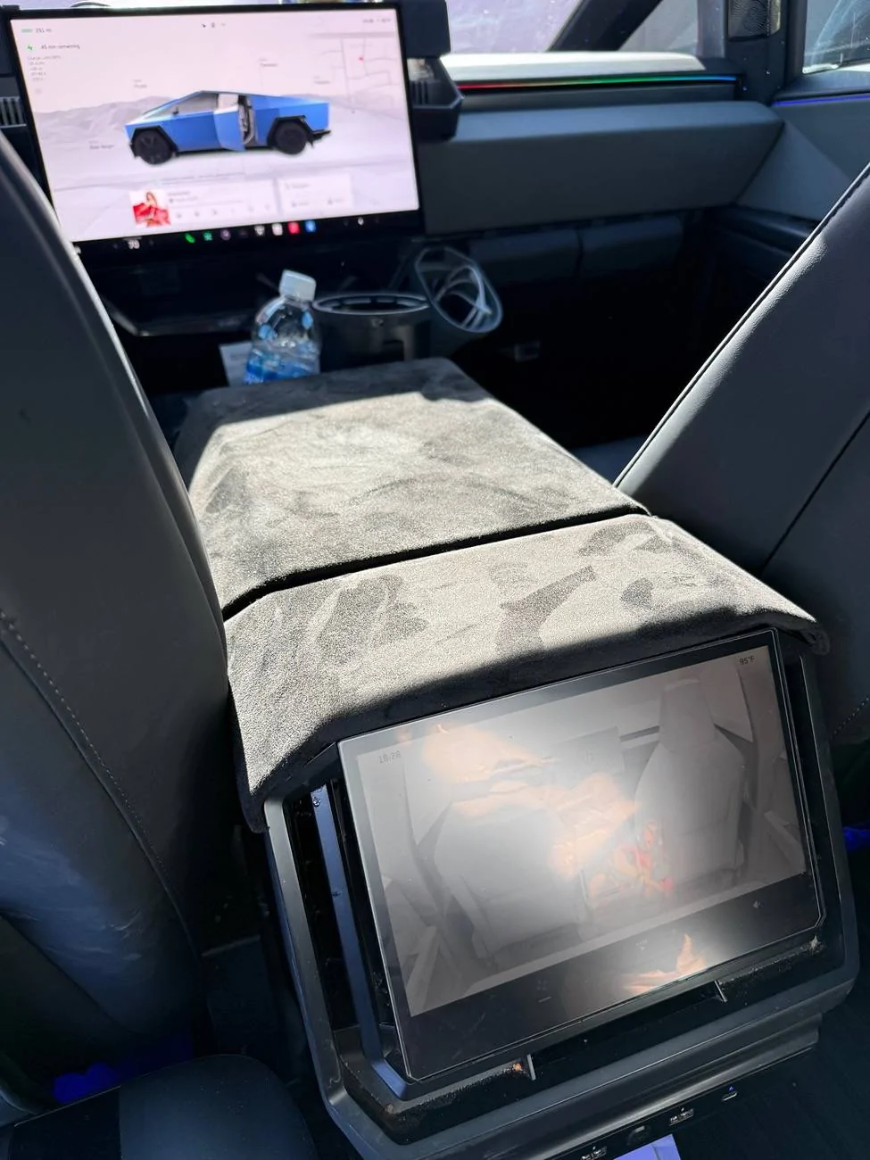Tesla Cybertruck Alcantara armrest DIY wrap (for extra sensitive elbows) 😎 IMG_3046
