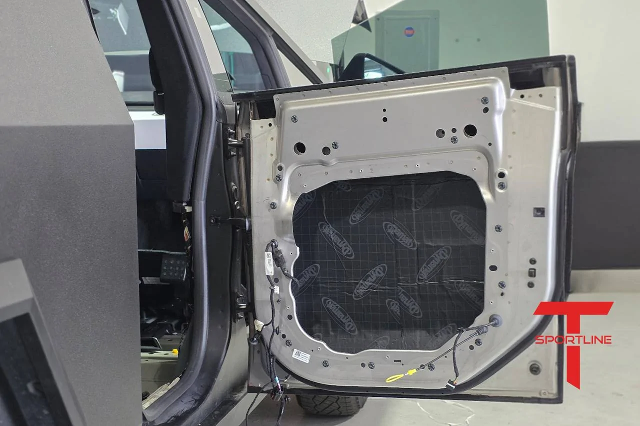 Tesla Cybertruck Audiophiles!  Check out full Dynamat install - Doors / Floors / Walls - at T Sportline cyber 5