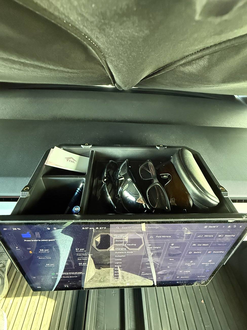 Tesla Cybertruck Review Of Tesla Cybertruck Under-Screen Storage Compartment From Yeslak. Pic1.JPG