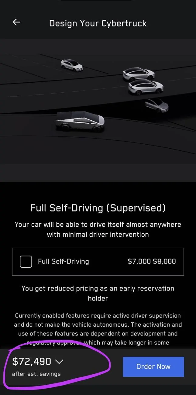 Tesla Cybertruck FSD discount for early reservation holders is ending… IMG_0481