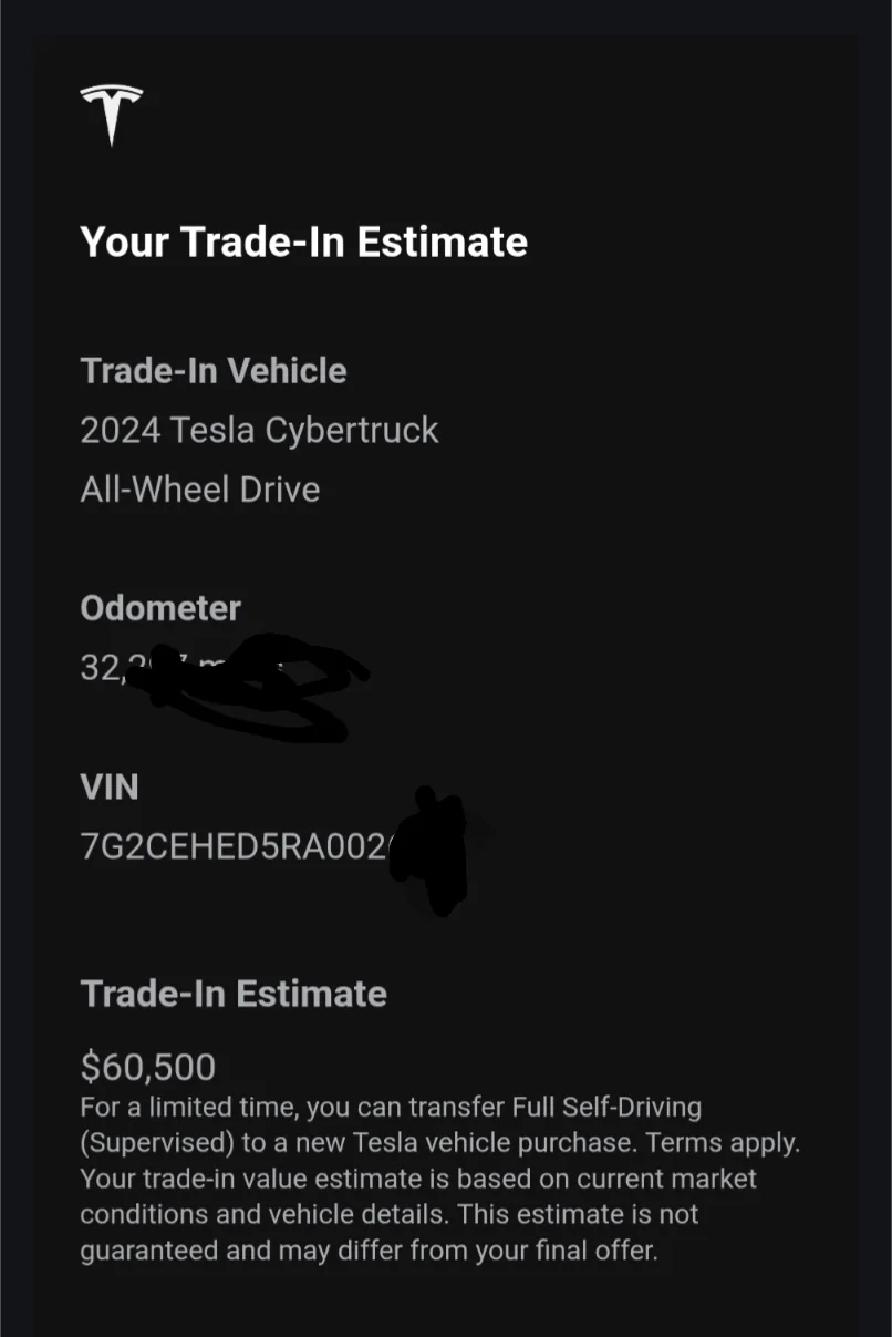 Tesla Cybertruck Cybertruck trade-ins are now live Screenshot_20250518-140433