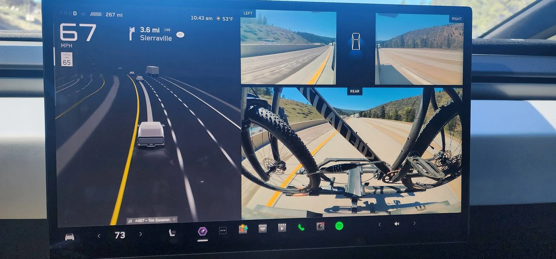 Tesla Cybertruck FSD w/ Hitch-Mounted Bike Rack 20250505_104315