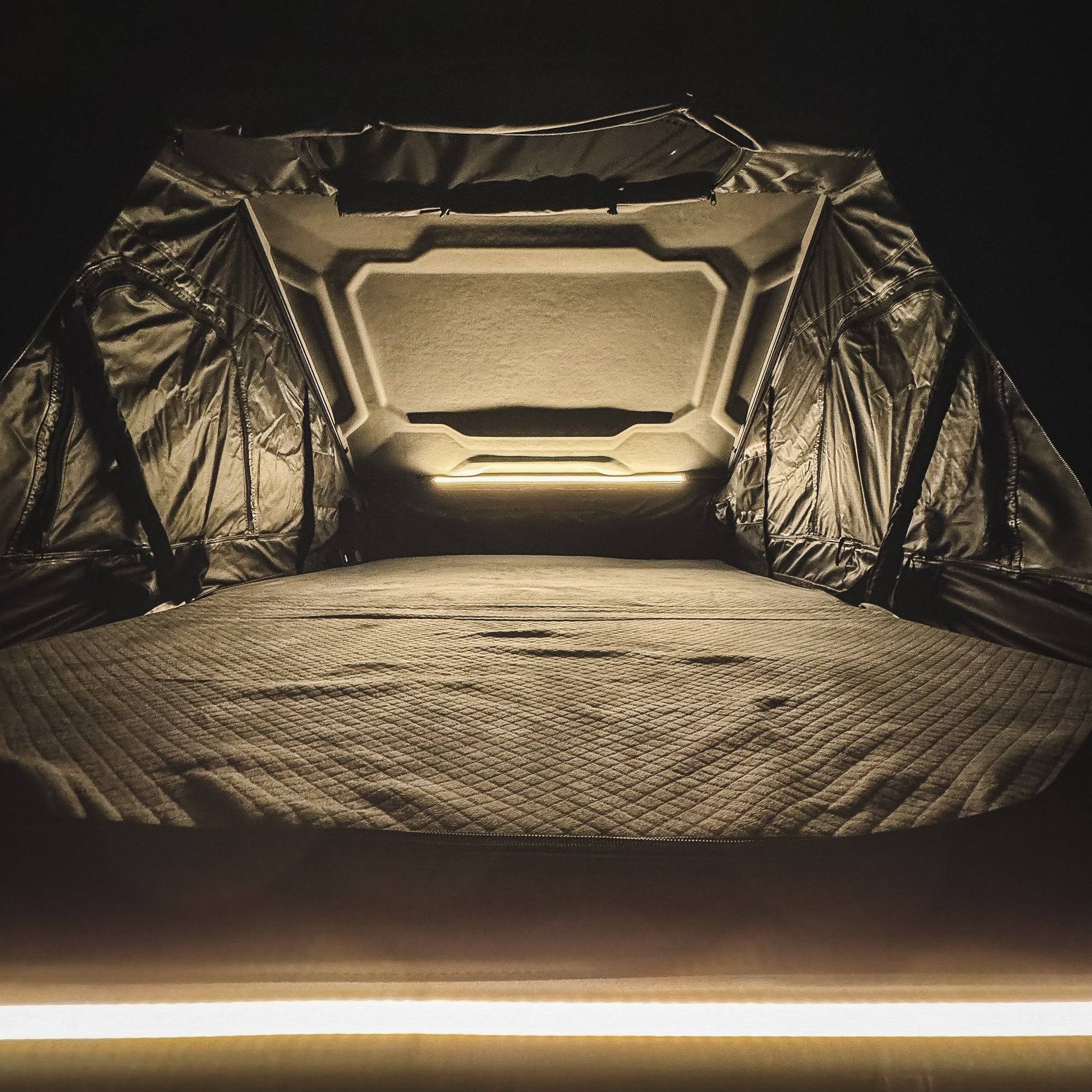 Tesla Cybertruck [URANDER NEW RELEASE] Ultra-Slim Hard Shell Queen Size Rooftop Tent – Built for Comfort, Designed for Your Cybertruck SL-34