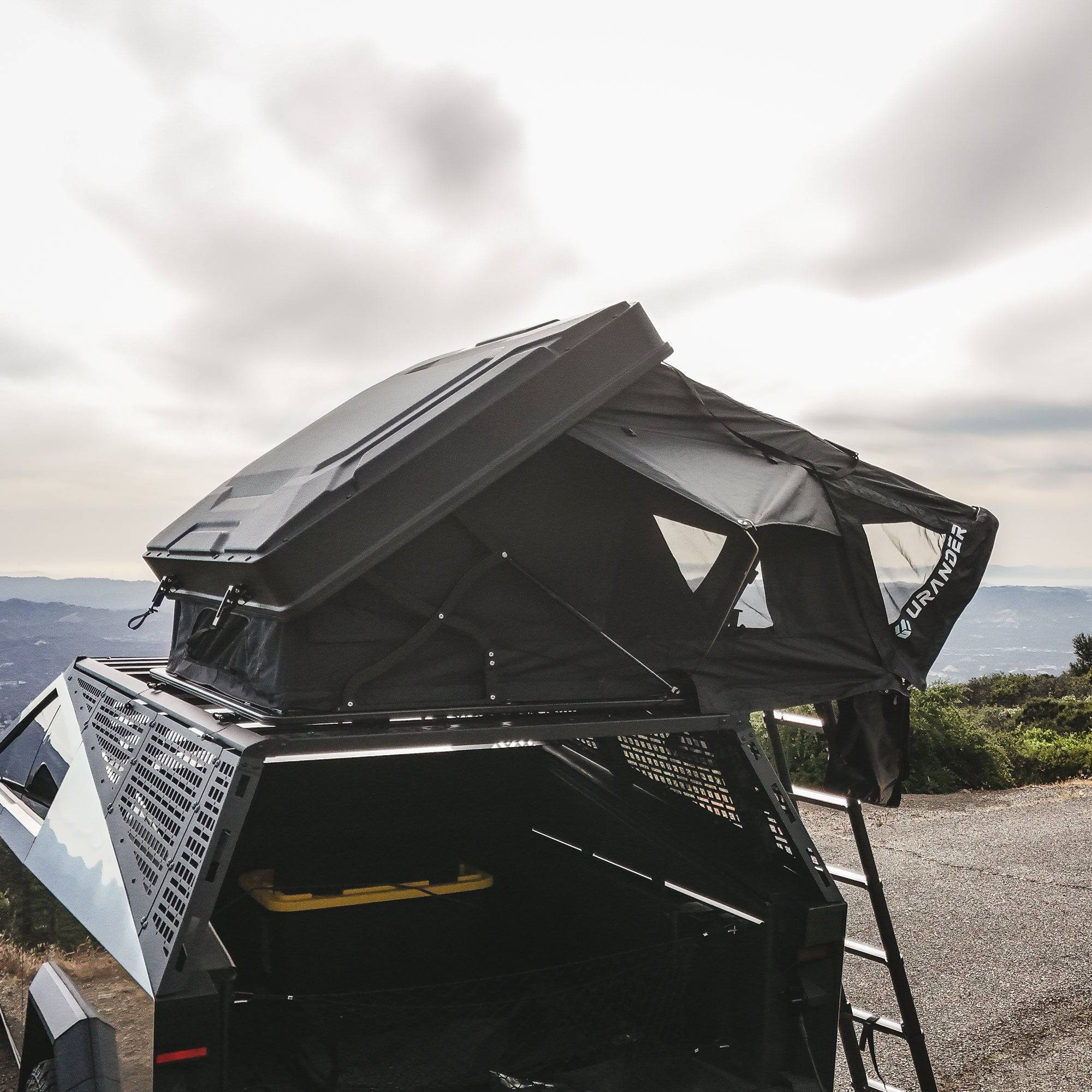 Tesla Cybertruck [URANDER NEW RELEASE] Ultra-Slim Hard Shell Queen Size Rooftop Tent – Built for Comfort, Designed for Your Cybertruck DJI_20250514175614_0090_D