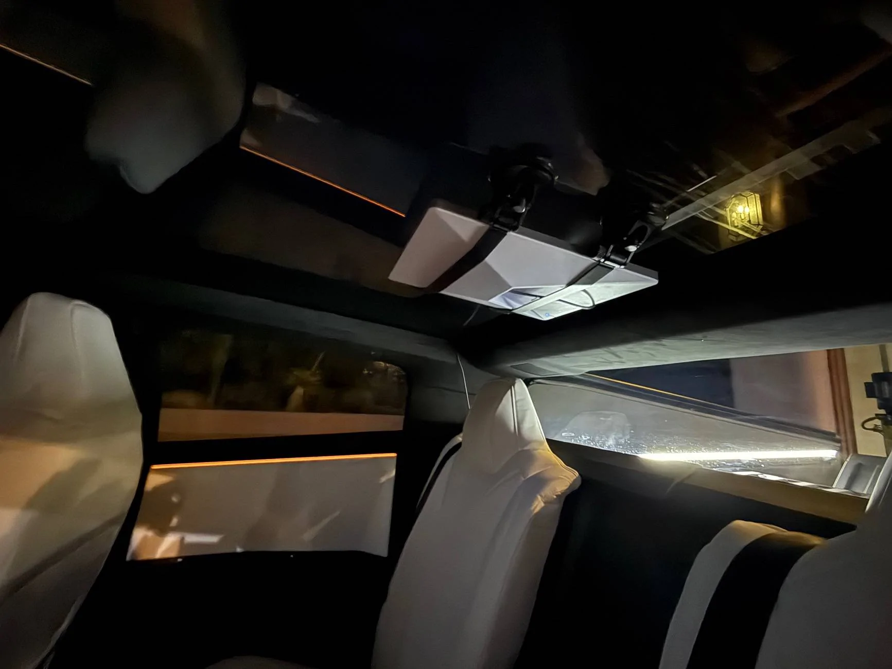 Tesla Cybertruck Installed Starlink Mini under roof glass IMG_2965