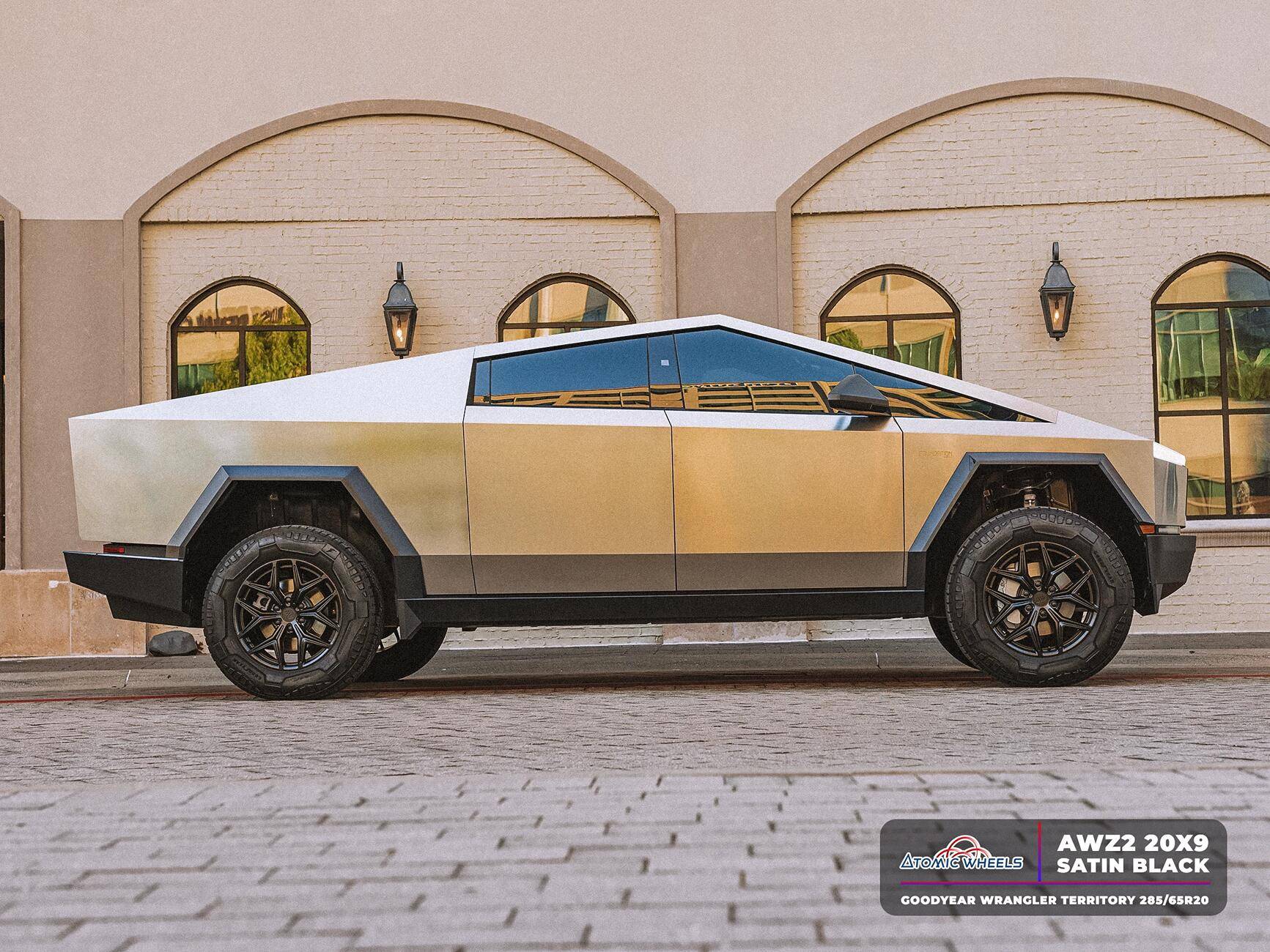 Tesla Cybertruck Fully Forged Atomic Wheels for Tesla Cybetruck AWZ2_20_SatinBlack_Cyber_3