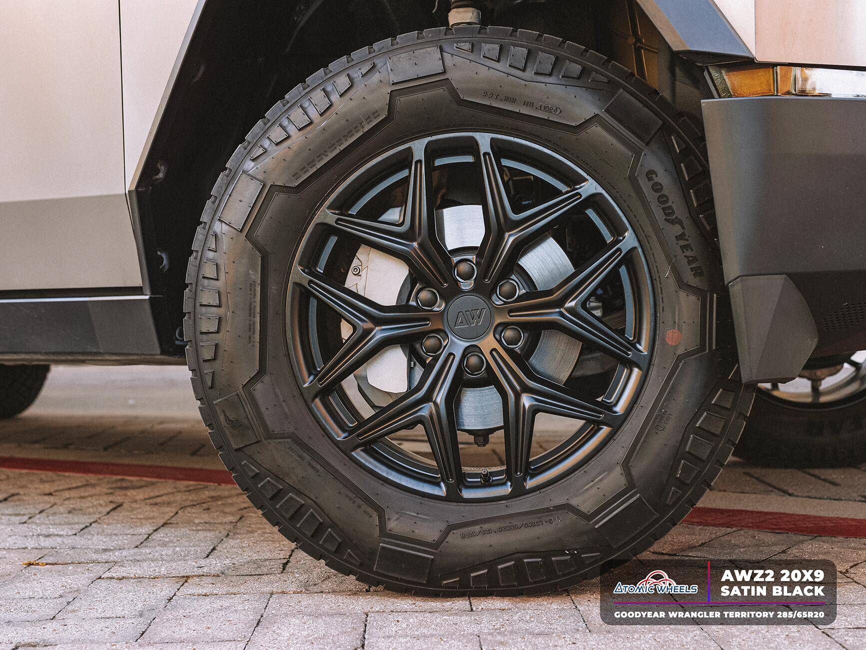 Tesla Cybertruck Fully Forged Atomic Wheels for Tesla Cybetruck AWZ2_20_SatinBlack_Cyber_1