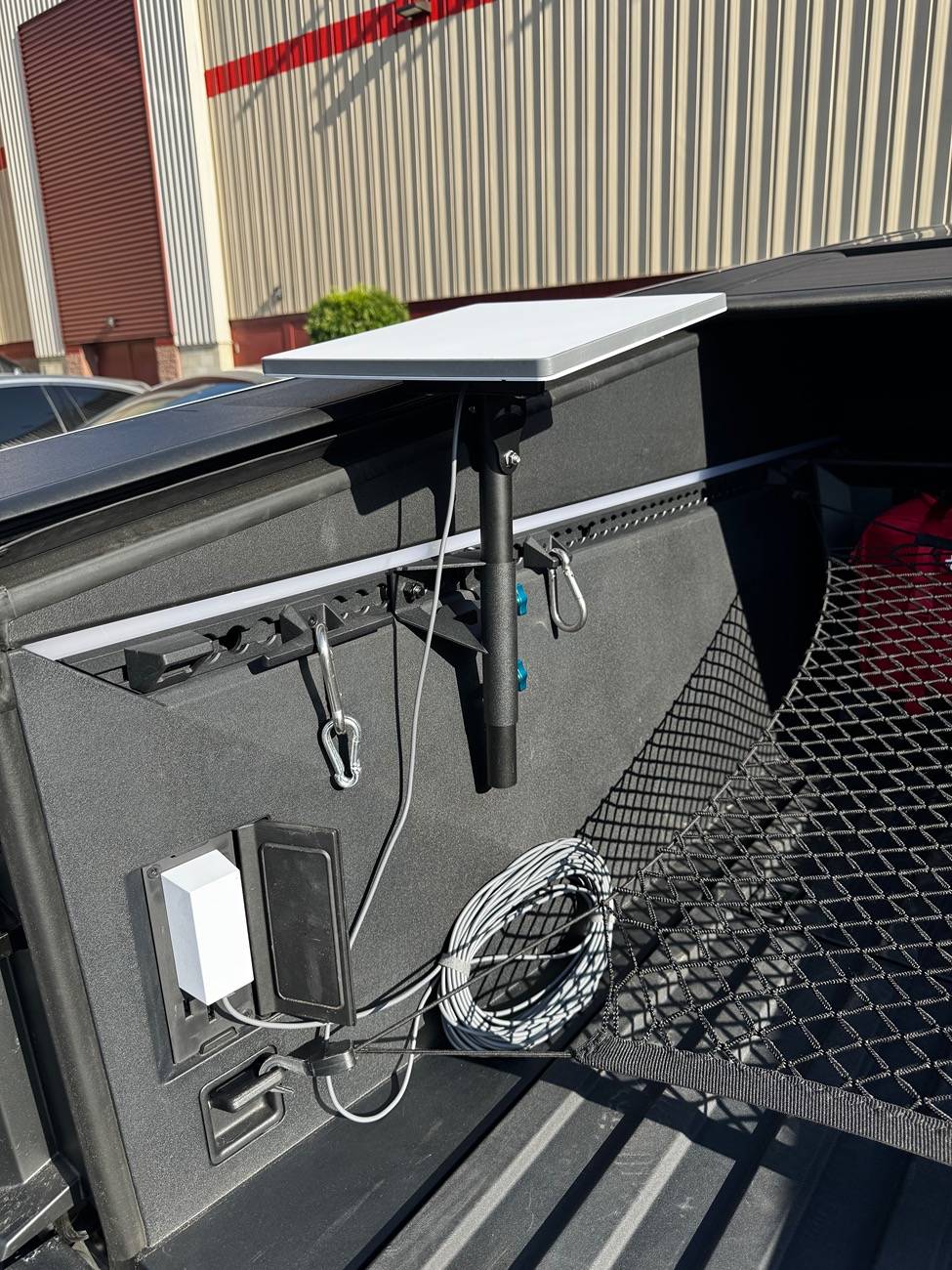 Tesla Cybertruck My game streaming setup w/ Starlink Mini Install IMG_4277