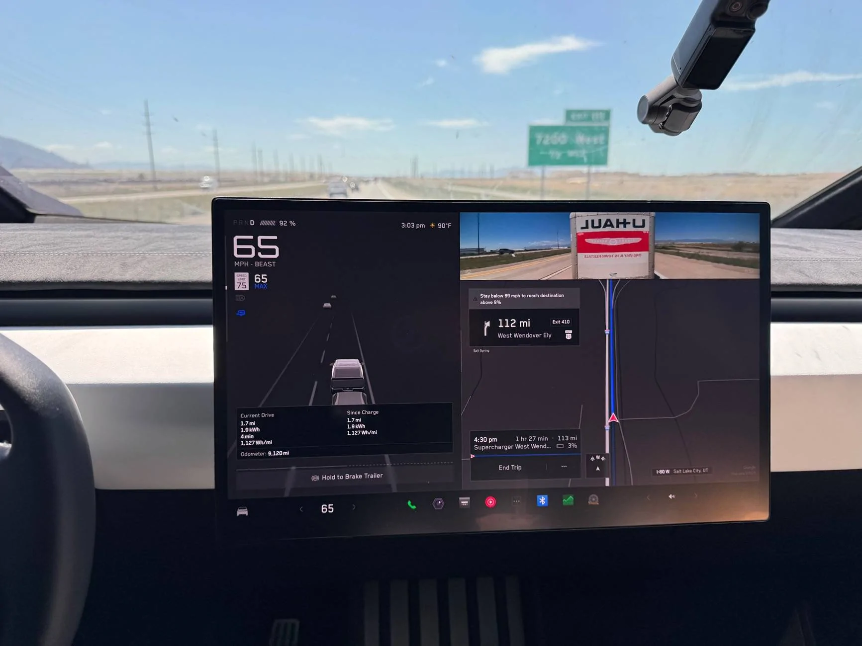 Tesla Cybertruck Cyberbeast U-Haul Towing Test IMG_3243