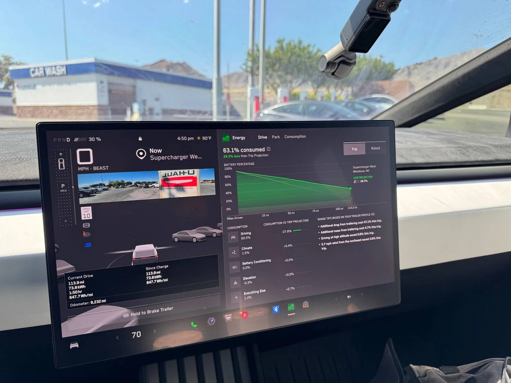 Tesla Cybertruck Cyberbeast U-Haul Towing Test IMG_3359