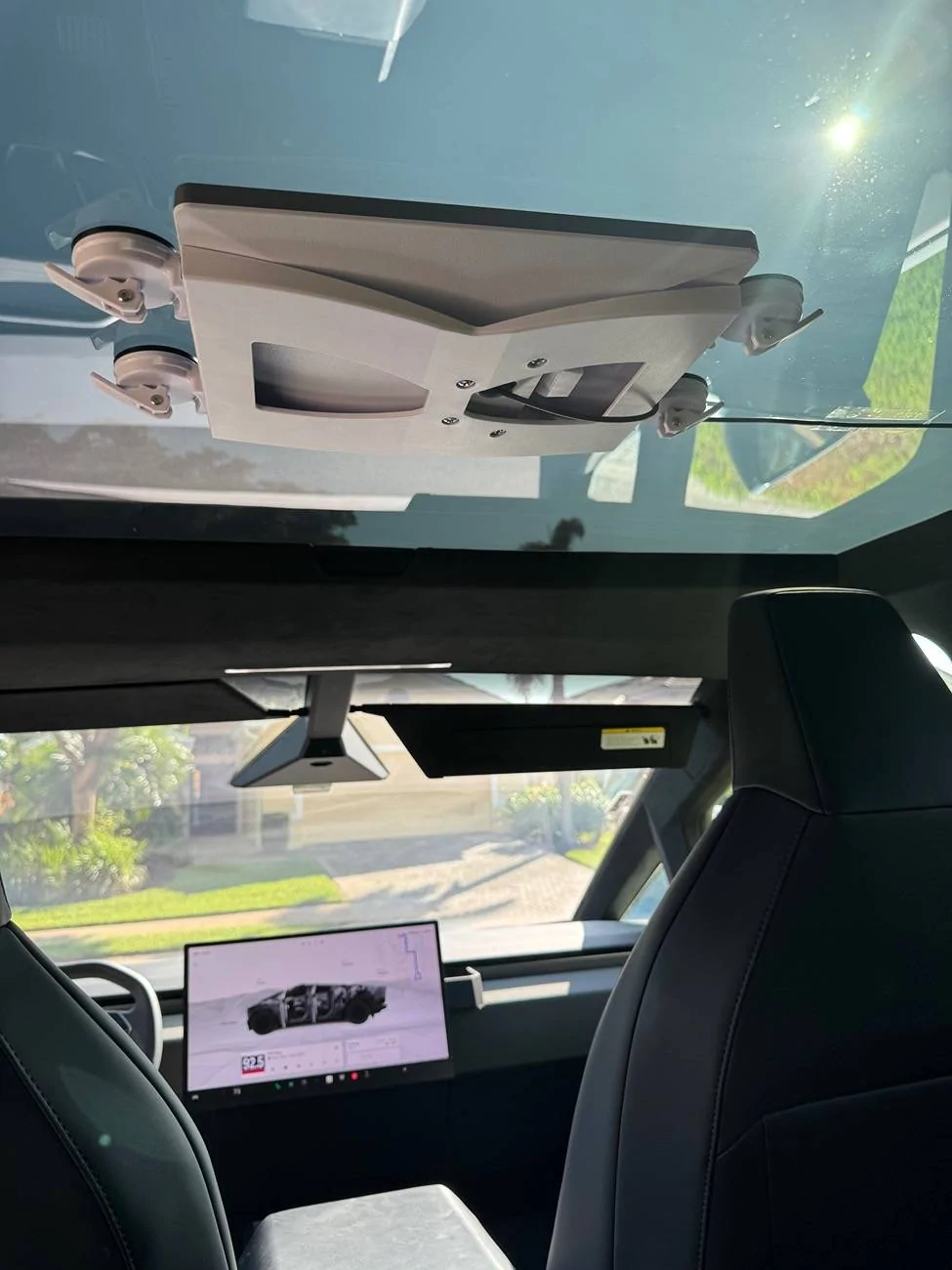 Tesla Cybertruck Installed Starlink Mini under roof glass IMG_1880