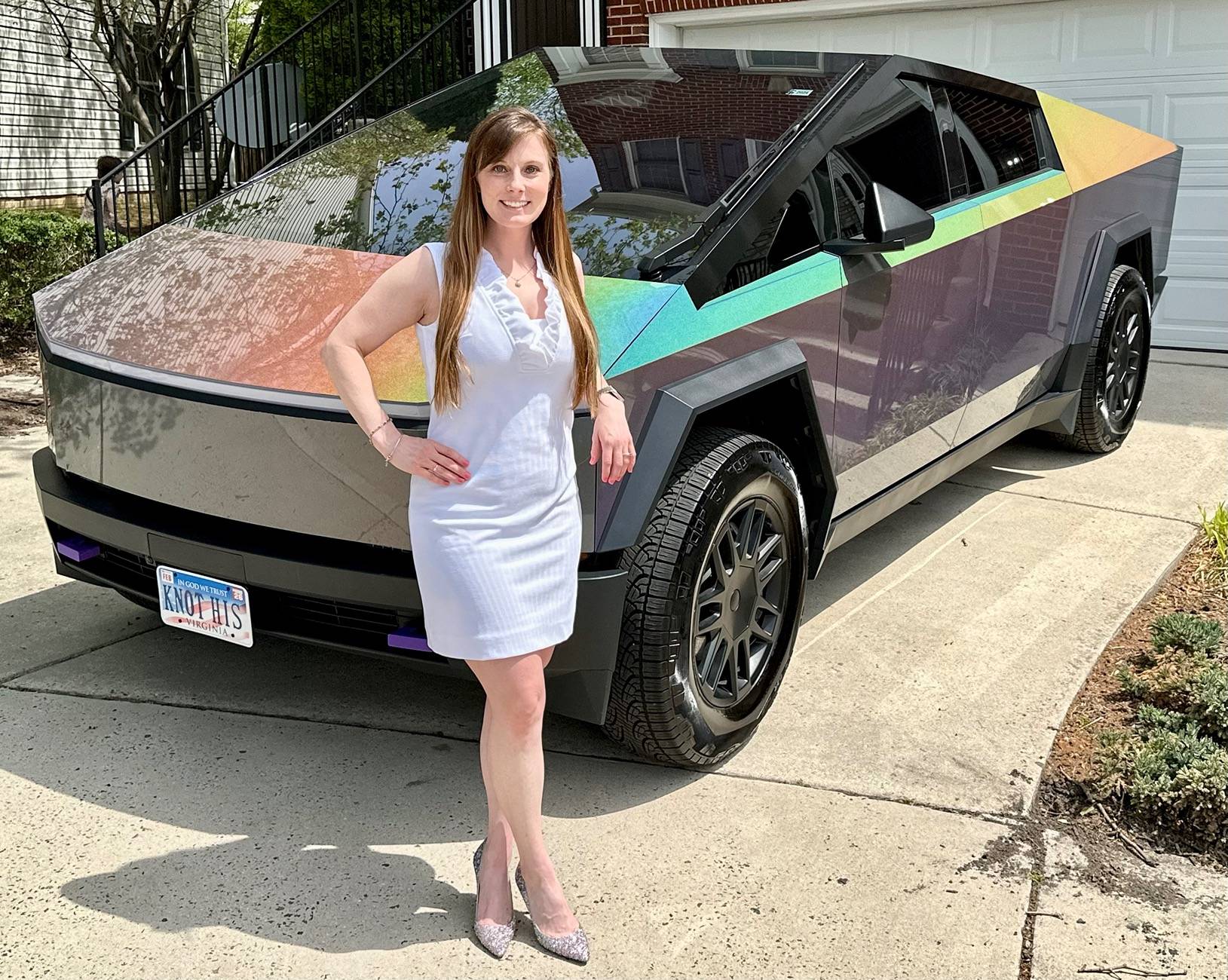 Tesla Cybertruck Magic Flame Splendid Gray PPF Wrap is 2 styles in 1 on Cybertruck IMG_8086