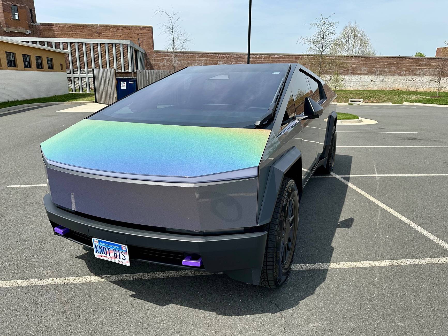 Tesla Cybertruck Magic Flame Splendid Gray PPF Wrap is 2 styles in 1 on Cybertruck IMG_8095