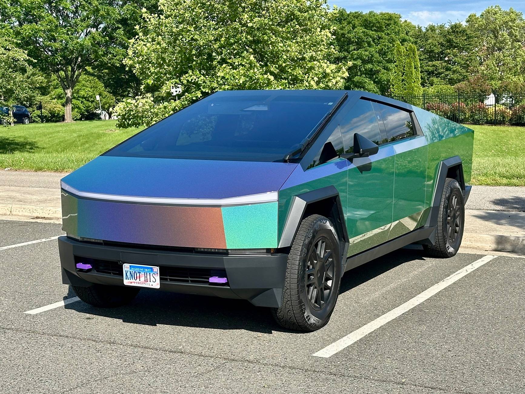Tesla Cybertruck Magic Flame Splendid Gray PPF Wrap is 2 styles in 1 on Cybertruck IMG_8174