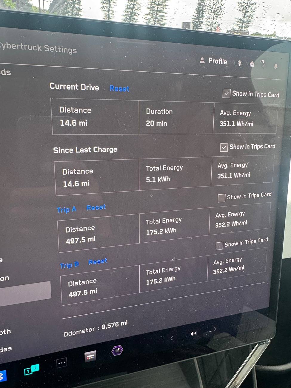 Tesla Cybertruck Trip meter reset IMG_0921