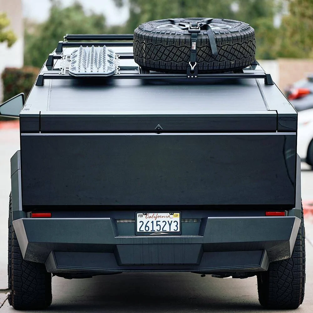 Tesla Cybertruck Spare Tire Storage / Carrier (other than in truck bed)? cybertruckco-cybertruck-billet-aluminum-heavy-duty-crossbars-4