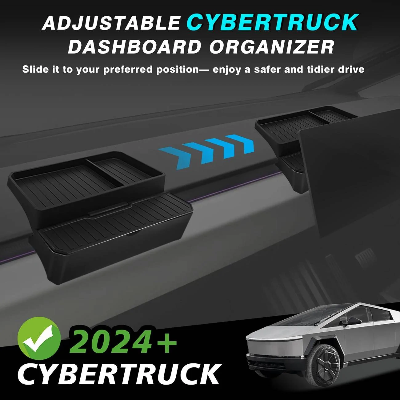Tesla Cybertruck BestEVMod New Adjustable Cybertruck Dashboard Organizer! 3