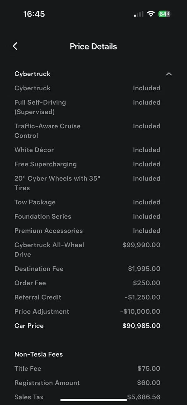 Tesla Cybertruck 0% APR financing with purchase of FSD - new Cybertruck offer Image_20250607141800