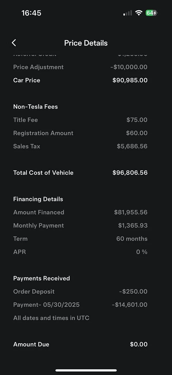 Tesla Cybertruck 0% APR financing with purchase of FSD - new Cybertruck offer Image_20250607141804