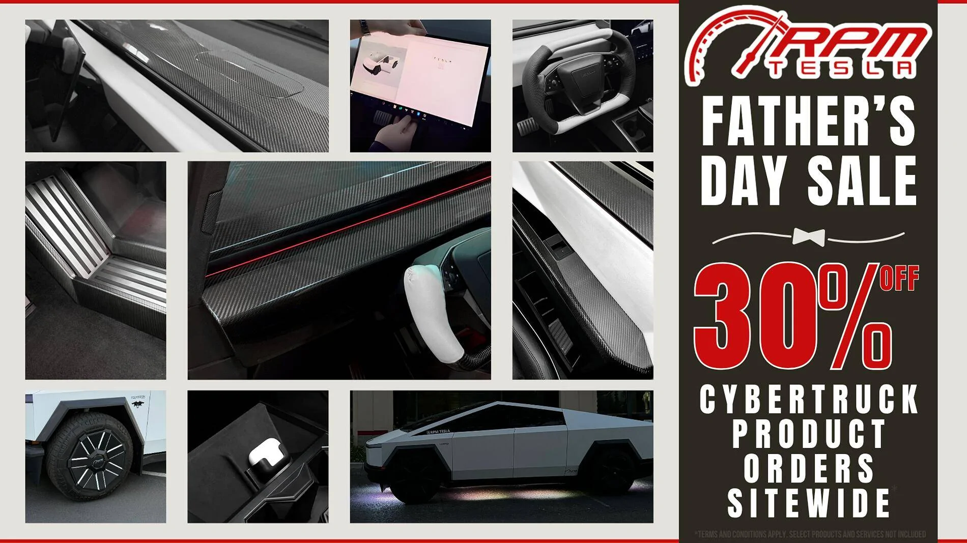 Tesla Cybertruck 🔥 30% Off Cybertruck Accessories! Gear Up for Father's Day 🔥 Father's Day Sale - RPM Tesla