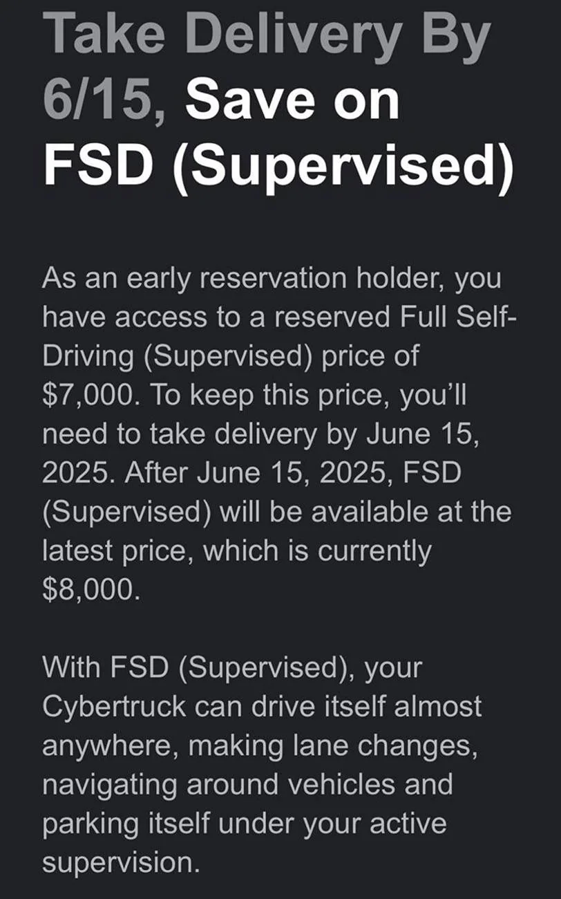 Tesla Cybertruck 0% APR financing with purchase of FSD - new Cybertruck offer IMG_0398