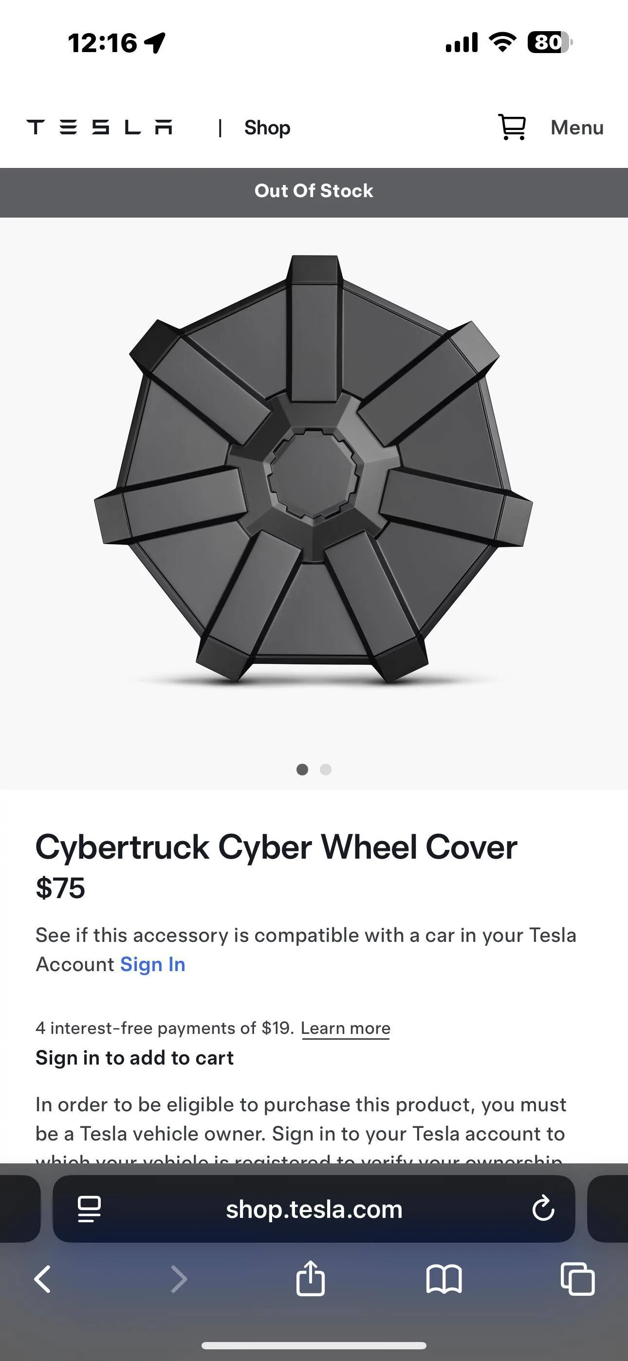 Tesla Cybertruck $100 set of 4 new Foundation full wheel Cyber caps not core IMG_3699