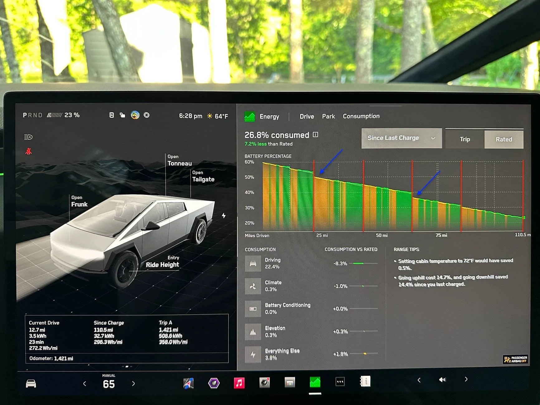 Tesla Cybertruck 50 miles of battery usage parked over weekend I’ve known I’ve had excessive drain for a long time now, but finally decided to pay attention over the w IMG_1245