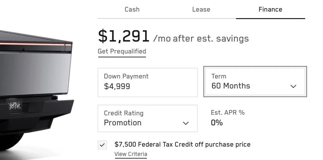 Tesla Cybertruck 0% APR issue 1750267557561-bd